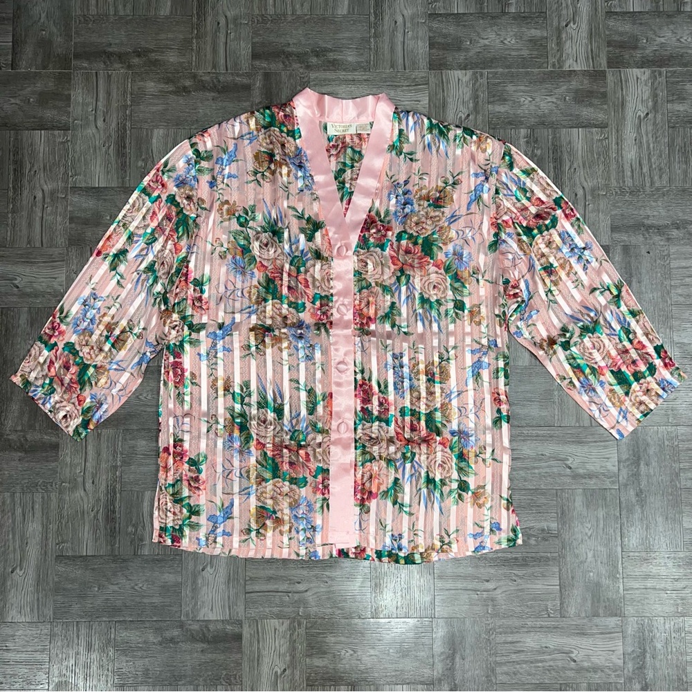 Victoria’s Secret Vintage Gold Label Floral Pajama Top Size Medium